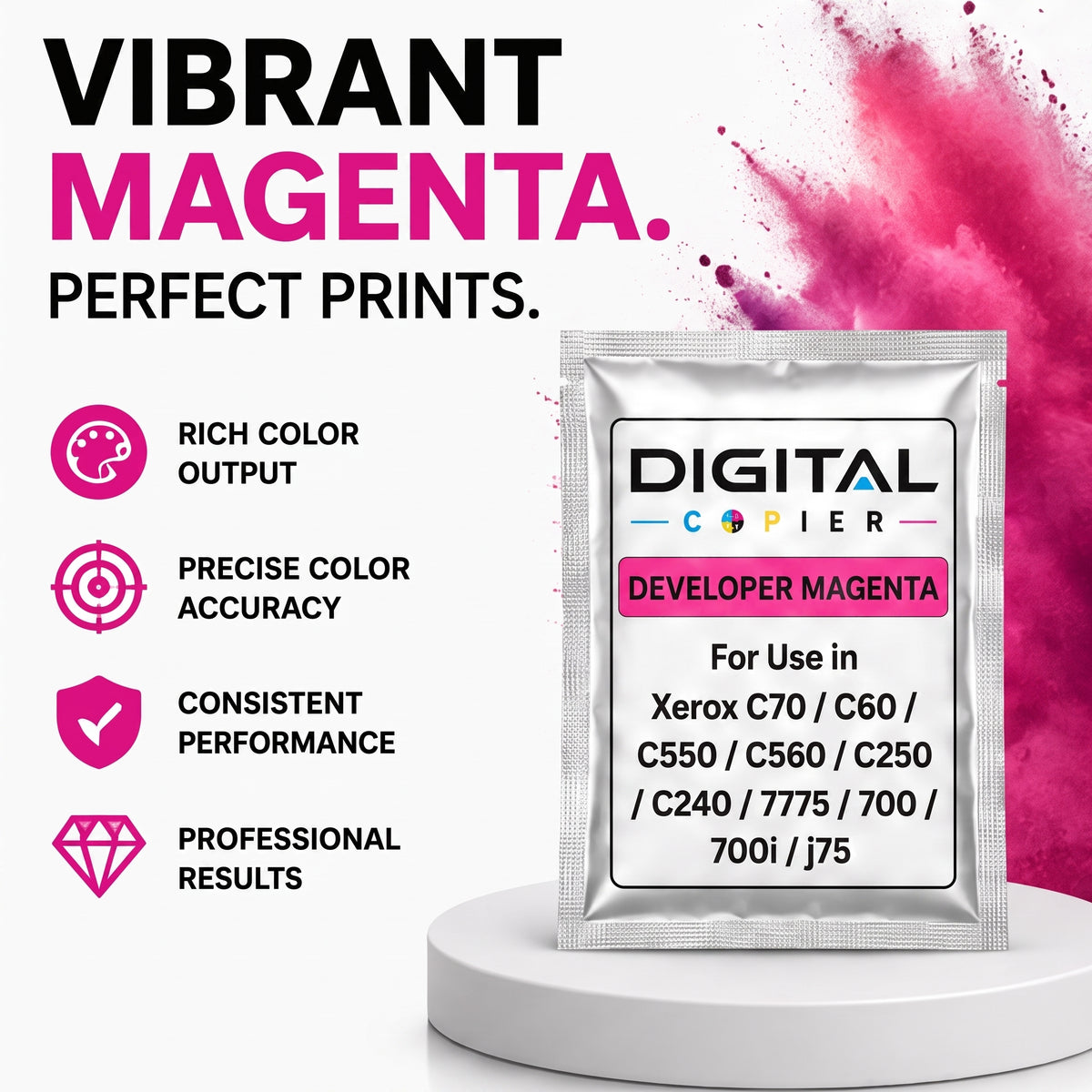 Digital Copier Xerox Magenta Developer Powder | Compatible in Color C60 DCP770 DC250 J75 C75 550  | OEM Quality Developer Powder | Durable Quality | Value Price