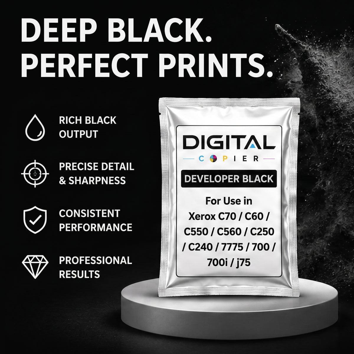 Digital Copier Xerox Black Developer Powder | Compatible in Color C60 C70 DC240 J75 C75 550 | OEM Quality Developer Powder | Durable Quality | Value Price