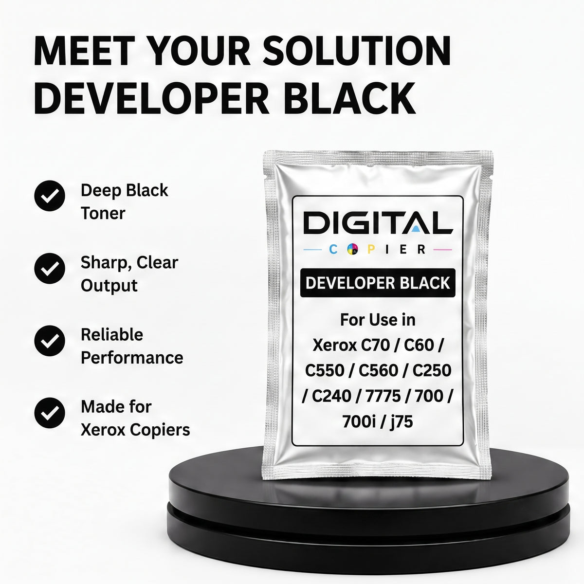 Digital Copier Xerox Black Developer Powder | Compatible in Color C60 C70 DC240 J75 C75 550 | OEM Quality Developer Powder | Durable Quality | Value Price