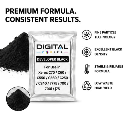Digital Copier Xerox Black Developer Powder | Compatible in Color C60 C70 DC240 J75 C75 550 | OEM Quality Developer Powder | Durable Quality | Value Price