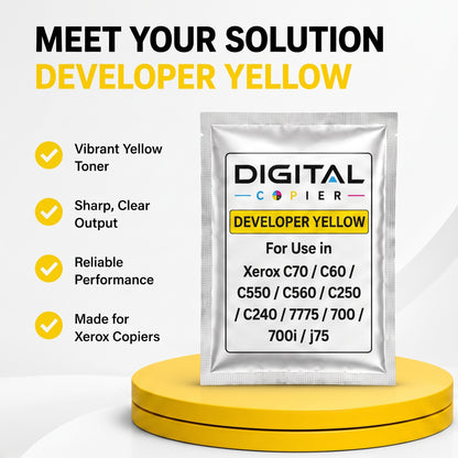 Digital Copier Xerox Yellow Developer Powder | Compatible in Color C60 DCP770 DC250 J75 C75 550 | OEM Quality Developer Powder | Durable Quality | Value Price