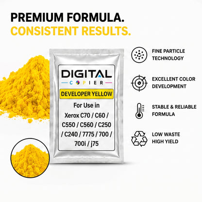 Digital Copier Xerox Yellow Developer Powder | Compatible in Color C60 DCP770 DC250 J75 C75 550 | OEM Quality Developer Powder | Durable Quality | Value Price