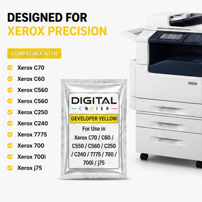 Digital Copier Xerox Yellow Developer Powder | Compatible in Color C60 DCP770 DC250 J75 C75 550 | OEM Quality Developer Powder | Durable Quality | Value Price