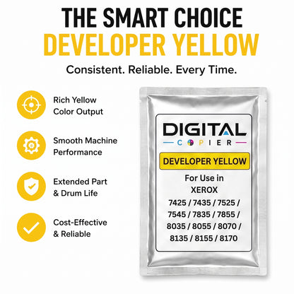 Digital Copier Xerox Yellow Developer Powder | OEM 675K67550 | Compatible in WorkCentre 7525 7855 7970 C7020 C8030 7500 | Durable Quality | Value Price