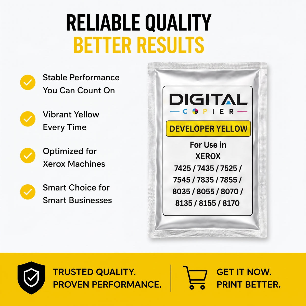 Digital Copier Xerox Yellow Developer Powder | OEM 675K67550 | Compatible in WorkCentre 7525 7855 7970 C7020 C8030 7500 | Durable Quality | Value Price