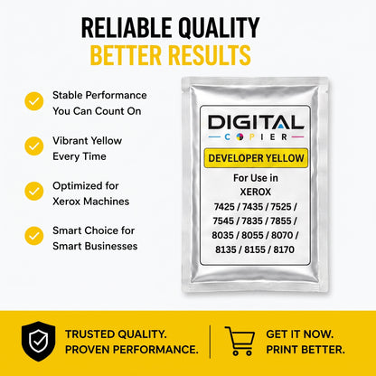 Digital Copier Xerox Yellow Developer Powder | OEM 675K67550 | Compatible in WorkCentre 7525 7855 7970 C7020 C8030 7500 | Durable Quality | Value Price